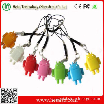Hot Sale Mini Android Robot USB Flash Drive 2GB with Lanyard Neck Strap